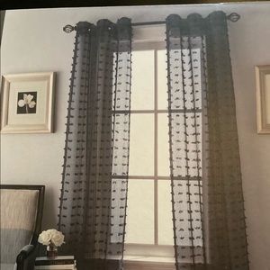 Navy eyelash weave semi sheer curtain panels (2)